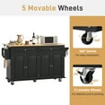 thumbnail image 5 of ANPOO 63" Movable Kitchen Island with Drop Leaf and Power Outlet, Rolling Kitchen Cart with Rubber wood Countertop, Island Table on Wheels for Kitchen w/2 Drawers, Spice Rack, Adjustable Shelves, 5 of 9