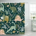 thumbnail image 2 of 72" x 72" Dinosaur Shower Curtain Gartoon Green Leaves Funny Dino Colorful Kids Bathroom Set Boys Home Bath Bathtub Decor Durable Fabric Machine Washable with 12 Hooks, 2 of 5