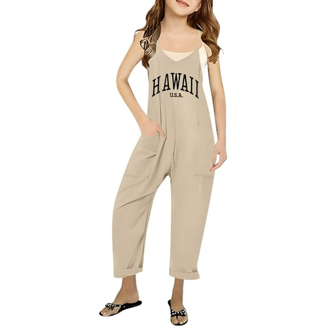 Girls' Jumpsuits Rompers Toddler Girl Summer Clothes Loose Rompers Long Pants Preppy Clothes 7-8 Years Girls Fashion