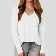 thumbnail image 7 of Godom V Neck T Shirts for Women Long Sleeve Tops Solid Color Tee Casual Shirts, 7 of 7