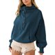 thumbnail image 1 of Sudadera Jersey informal para mujer, Color sólido, media cremallera, línea H, hombros caídos, traje de calle Ygjytge Azul T L para Mujer, 1 of 9