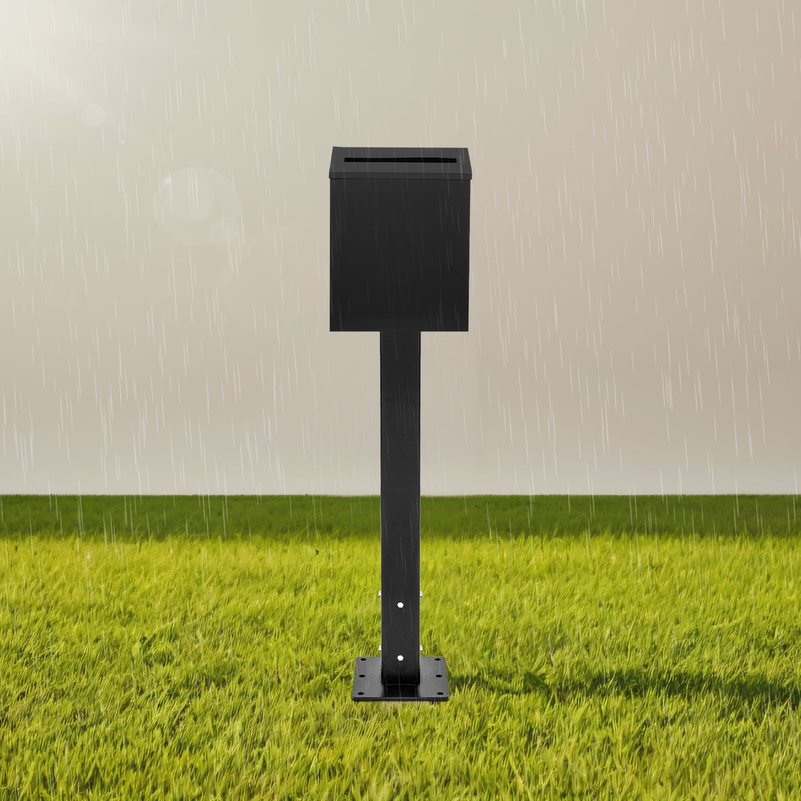 Miumaeov Mailbox Post with Post Base Mailbox Mounting Post Mailbox Post for Outside Black