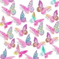 thumbnail image 2 of Pegatinas de pared de mariposas 3D, 72 piezas, 3 estilos, 3 tamaños, pegatinas de pared metálicas extraíbles, decoración para habitación de niños, dormitorio, guardería, aula, fiesta, decoración de bo, 2 of 4