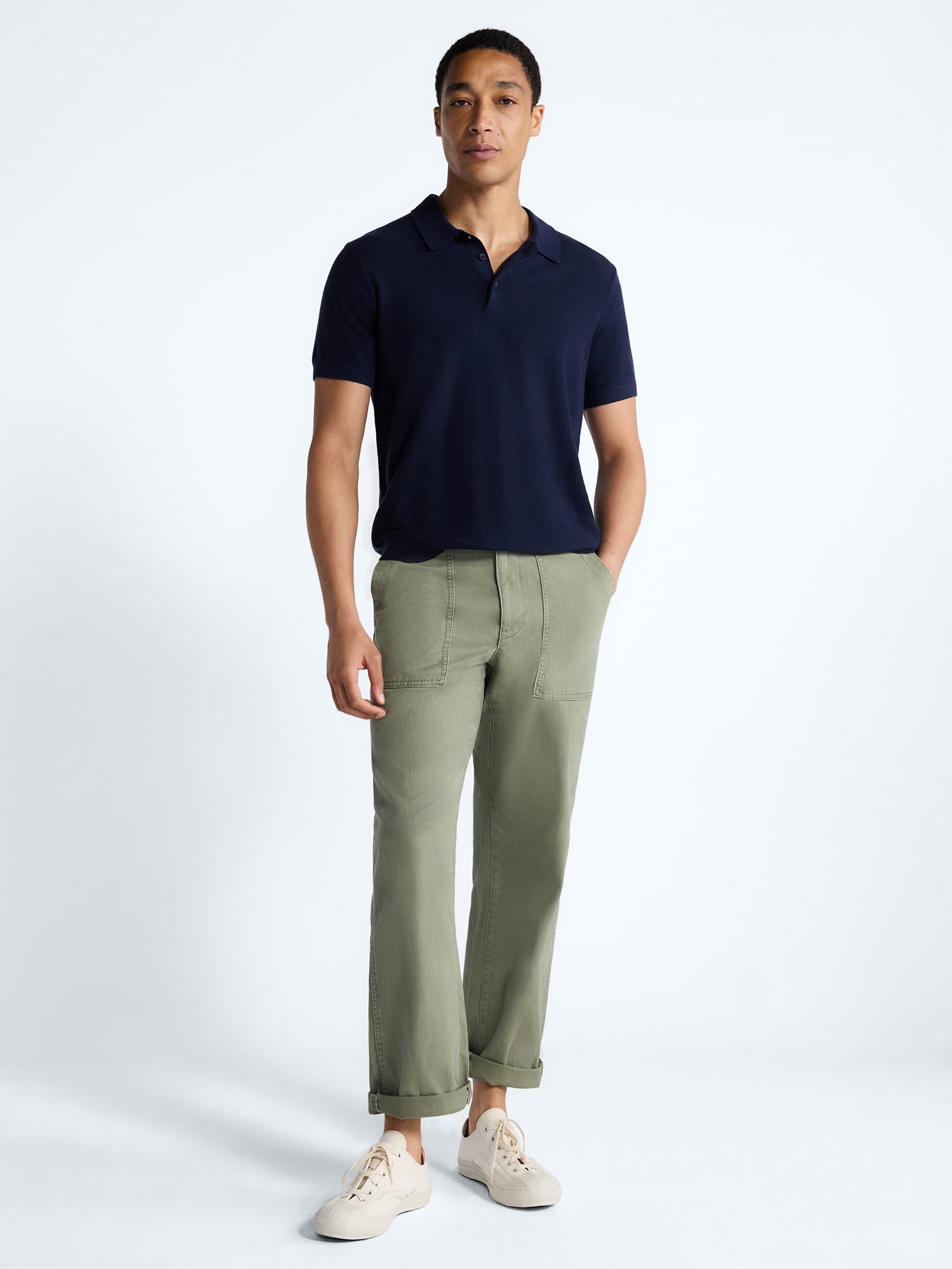 Free Assembly Men's Textured Polo Sweater with Short Sleeves, Sizes S-3XL