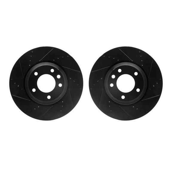 Dynamic Friction Company Front Brake Rotors-Drilled and Slotted-Black 8002-74008