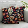 thumbnail image 3 of COMIO Skulls Throw Pillow Cover Day of The Dead Flowers Pillow Case Pillowcase for Bedroom, Living Room, Cushion Sofa Standard Colorful, 3 of 5