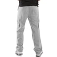 thumbnail image 3 of Ma Croix Mens Fleece Cargo Sweatpants Heavyweight Solid Open Bottom Long Pants, 3 of 3