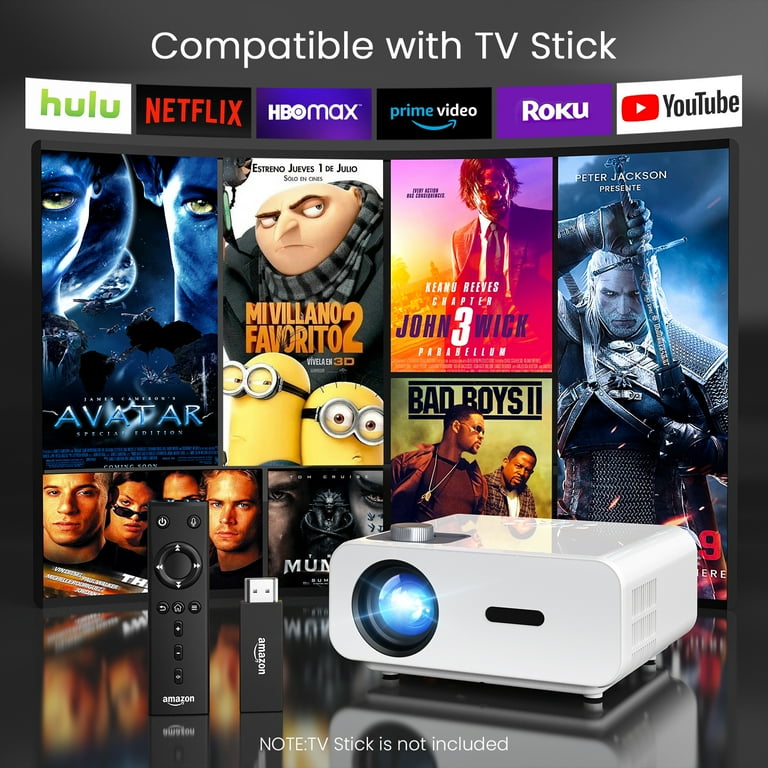 HONPOW 1080P Full HD Projector, 11000 Lumens, Bluetooth, Portable