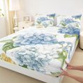 thumbnail image 3 of Homewish Blue Hydrangea Twin Sheet Sets,Natural Flower Floral Twin Fitted Sheet,Green Monstera Leaf Flat Sheet For Girl Boy,Microfiber Bedroom Decor,3 Pieces, 3 of 7