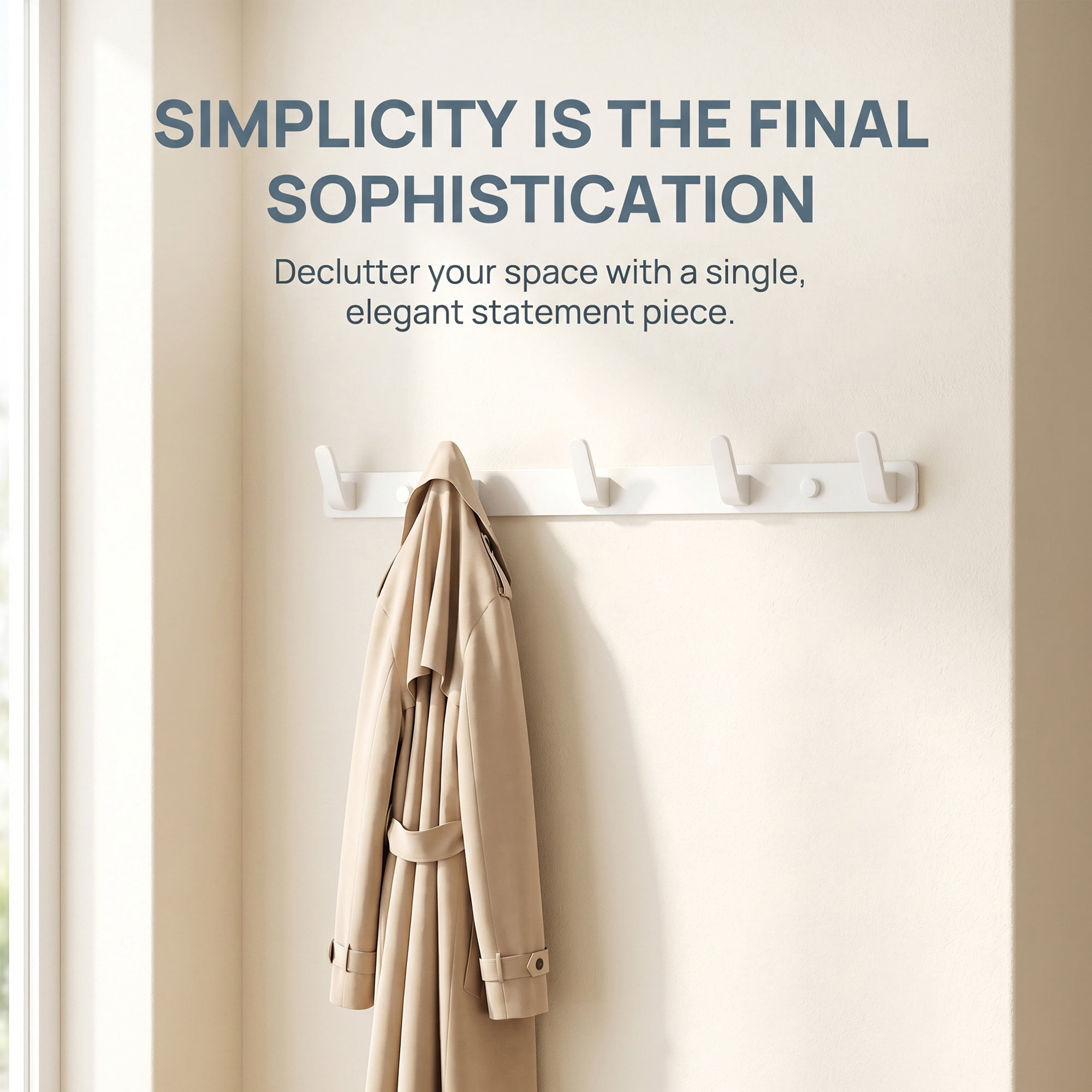 Unique Bargains Coat Rack Wall Mount for Entryway Bathroom Bedroom White 5 Hooks