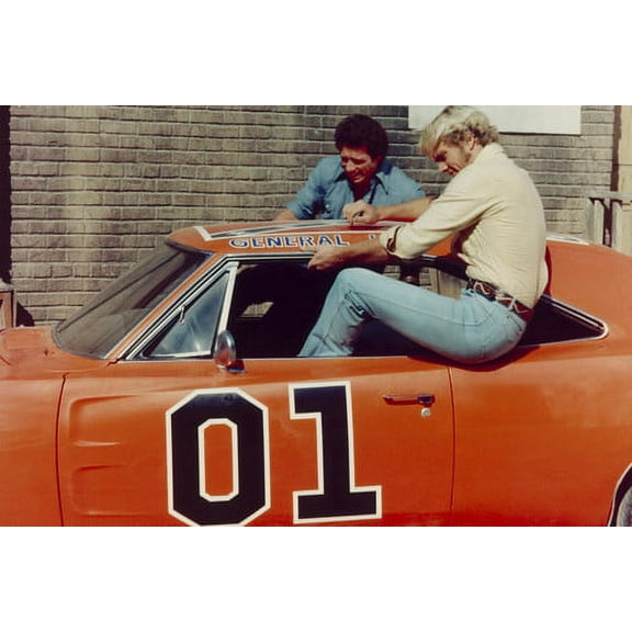 Tom Wopat and John Schneider in The Dukes of Hazzard climbing into General Lee 24x36 Poster