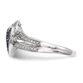 thumbnail image 3 of Sterling Silver Rhodium Plated Blue & White Diamond Hearts Ring - Size 6, 3 of 3