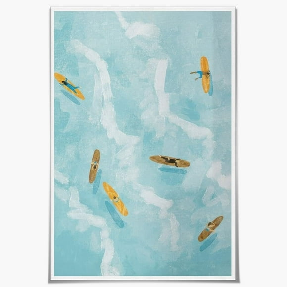 shiyou-Modern coastal wall art summer surfers on the water print canvas poster room decor aesthetic stylish coastal watercolor for home wall decor Unframed8x10inch