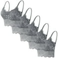 thumbnail image 1 of 5 piezas de sujetador de encaje con tirantes sólidos y huecos para mujer, ropa interior de poliéster, 1 of 1