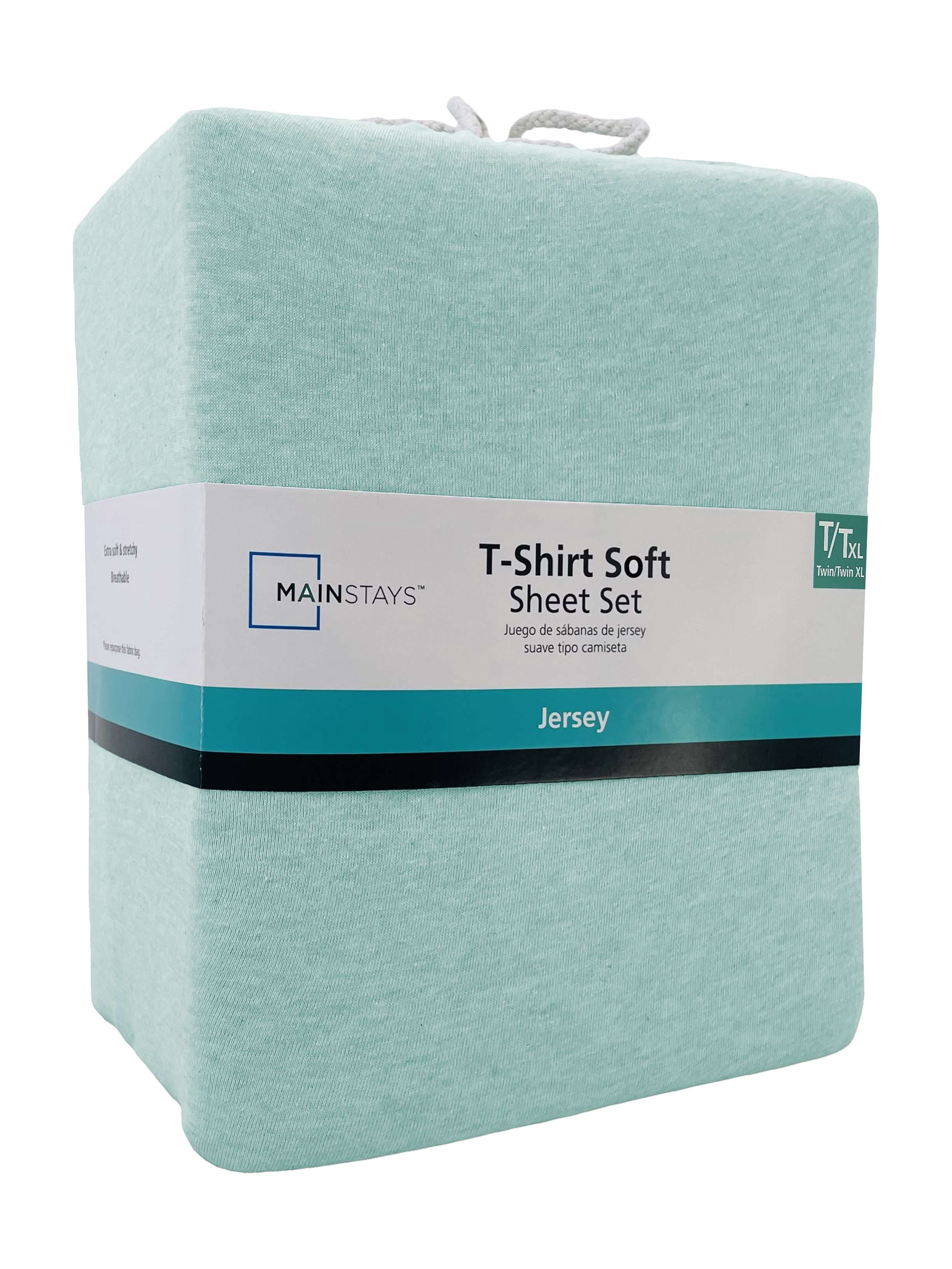 Mainstays Extra Soft Jersey Bed Sheet Set, Twin-XL, Classic Mint, 3 Pieces