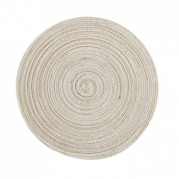 Bwiyojiz Count 4pcs 15x15" 60%Cotton,40%Linen 4-Piece Round Woven Placemats, 15-Inch, Kitchen Table Runners Adaptable to Plates, Bowl Mats, Cups and Other Insulated Placemats Home Kitchenware, Beige