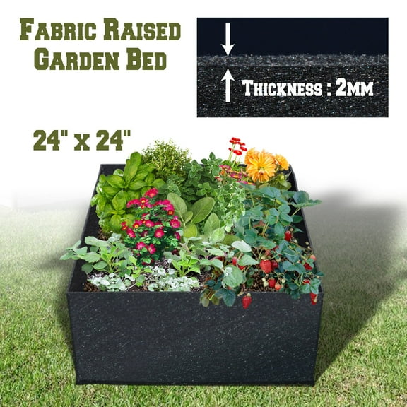 Rectangle Planter Box Fabric Raised Garden Bed Herb Flower Vegetable Plants Bed(24"x 24")
