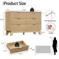 thumbnail image 6 of FANRAL 6 Drawers Dresser Fluted Dresser for Bedroom,Wooden Chest of Drawers Modern Dresser for Closet,Natural Oak Dresser, 6 of 8