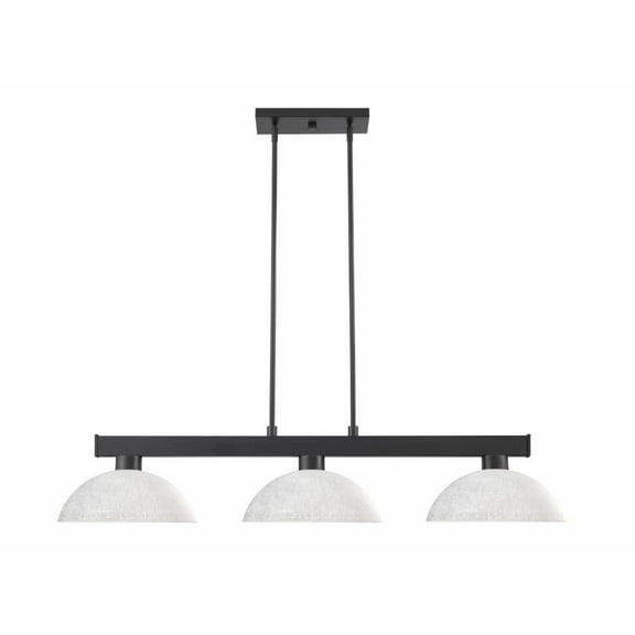 3 Light Billiard in Transitional Style-8 inches Tall and 14 inches Wide-Matte Black Finish-White Linen Glass Color Bailey Street Home 372-Bel-4314756