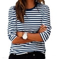 thumbnail image 5 of Yievot Striped Shirts for Women Casual Loose Fit Crew Neck 3/4 Sleeve Tops, 5 of 5