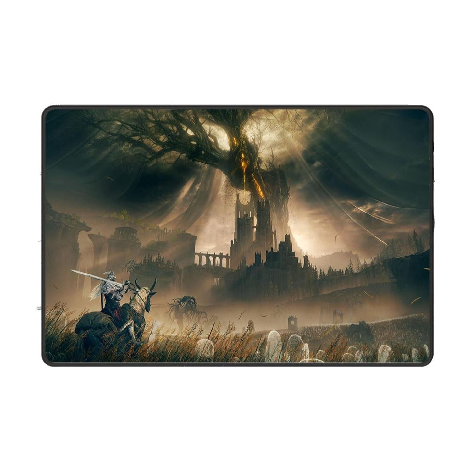 Dark Fantasy Gaming Mouse Pad, Epic Knight and Castle Design, Extended Desk Mat
