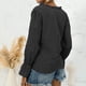 thumbnail image 4 of Blusa de manga larga con ribete de volantes, cuello en V, costura de encaje, camisa de manga larga para mujer, cuello en V, manga larga, características principales de primera clase, 4 of 6