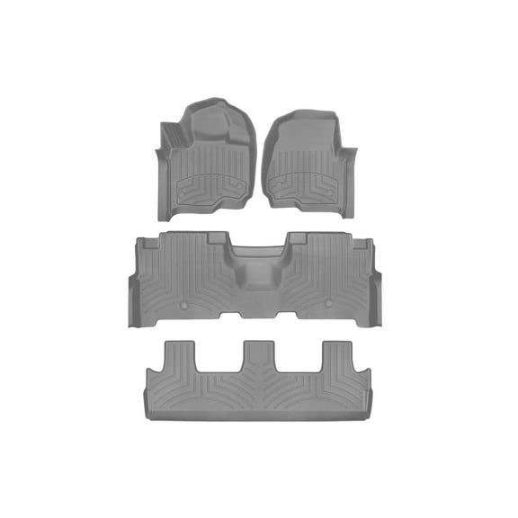 WeatherTech FloorLiner HP Custom Fit Floor Mats compatible with Expedition Max, Navigator L - Complete Set (1st, 2nd, & 3rd Row), Grey