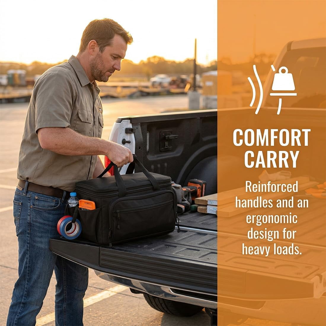 14-Inch Heavy-Duty Canvas Tool Bag, Multi-function Large Capacity Tool Bag Organizer Tote Bag with Adjustable Shoulder Strap, Exterior Pockets for Hand Tools for Electrician Plumber, Brown