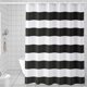 thumbnail image 1 of Cortina de ducha negra con rayas, W182.88 cm x H182.88 cm Cortina de ducha de rayas blancas y negras, cortina de ducha de tela para baño con 2 piedras pesadas, 1 of 5