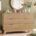 thumbnail image 1 of Ourlova Commode Cannelée pour Chambre avec 7 Tiroirs 48 Po de Large Commode Moderne Commode en Bois Meuble Télé Garde-Robe en Bois Rangement pour Vêtements Chêne Naturel, 1 of 7