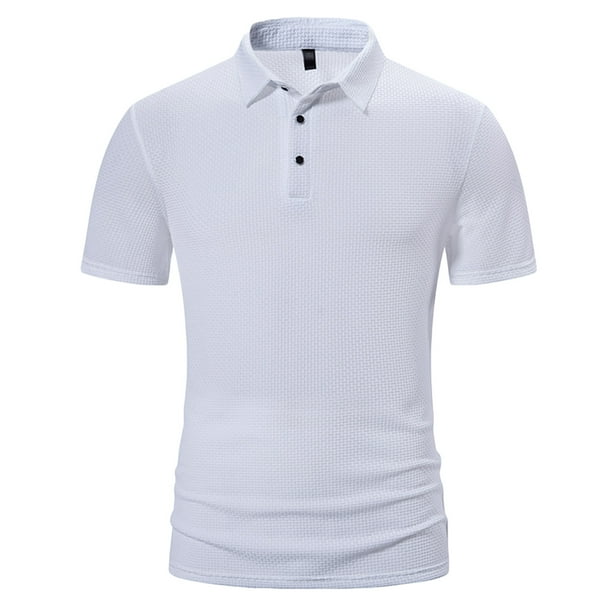 pstuiky Mangas cortas para hombre, Camiseta informal de manga corta con cuello de solapa y botones lisos para hombre camisas casuales para hombre s