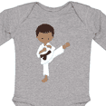 thumbnail image 4 of Inktastic African American Boy, Karate Pose, Black Belt Boys Long Sleeve Baby Bodysuit, 4 of 5