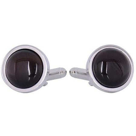 Cuff Daddy Silvertone Brown Catseye Cuff Links