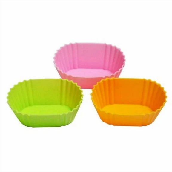 2X Set Of 3 Oval Silicon Baking Cup Cake Mold Lunch Bento Box Food Divider 3464