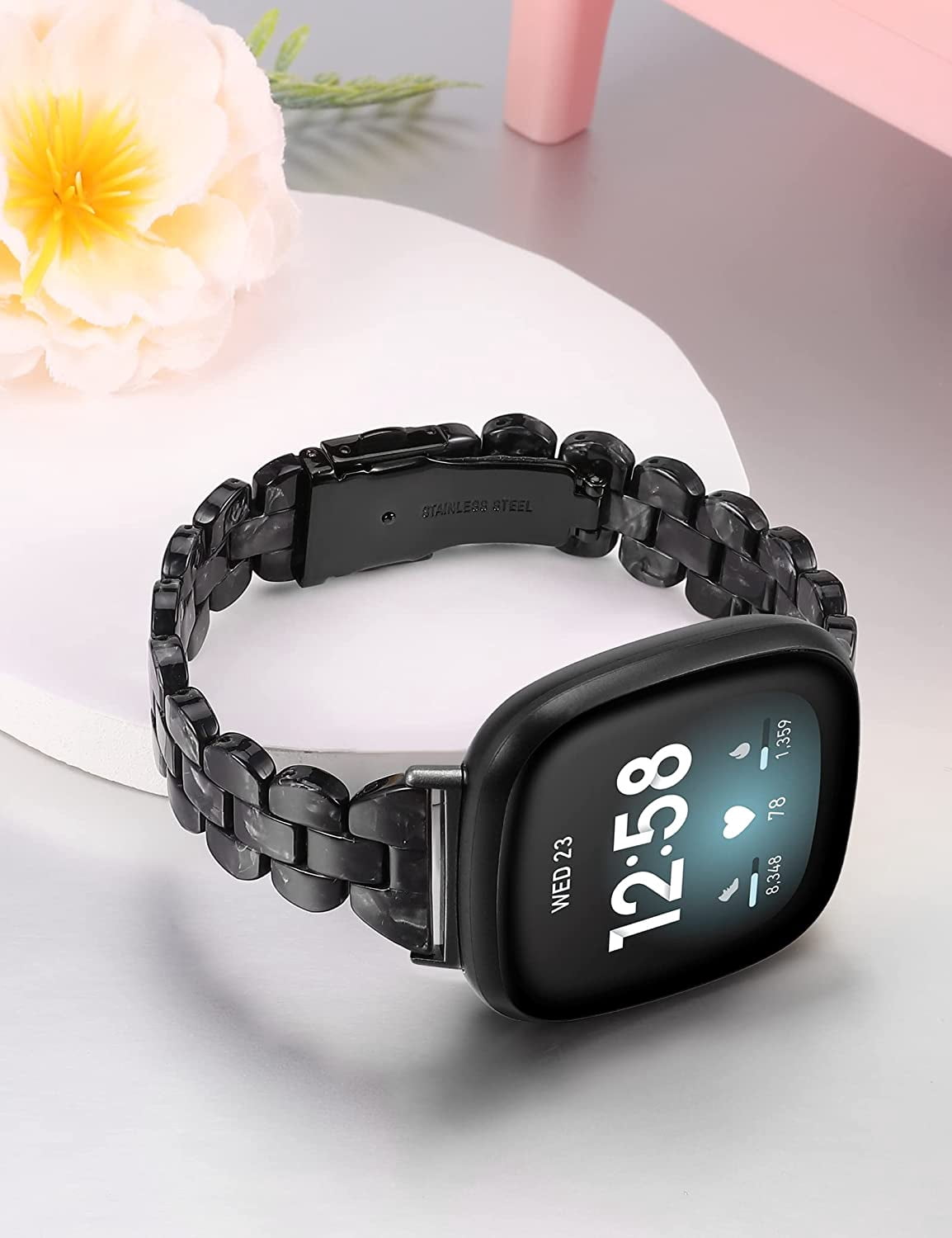 TOYOUTHS Slim Resin Bands Compatible with Fitbit Sense Bands Women, Lightweight Thin Sense Watch Bands for Fitbit Versa 3 Wristbands