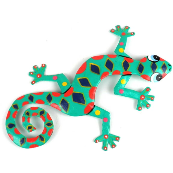Eight Inch Spotted Metal Gecko Caribbean Craft