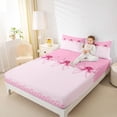 thumbnail image 3 of Erosebridal Hotpink Bow Bed Sheets For Bowtie Girl,Ribbon Bowknot King Sheets,Dreamy Princess Style Bows 4 Pieces, 3 of 6