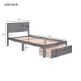 thumbnail image 6 of Euroco Wood Twin Size Platform Bed Frame with Headboard & Big Storage Drawer for Kids Teens Adults, Gray, 6 of 11