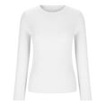 thumbnail image 4 of VSSSJ Women Ribbed Long Sleeve Crew Neck Classic Versatile Sweaters Casual Solid Color Slim Fit Basic Knit Pullover Sweater Tops White XL, 4 of 8
