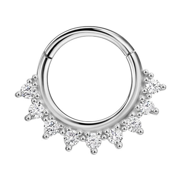FANSING Surgical Steel Septum Rings with Cubic Zirconia 16 Gauge Septum Jewelry 8mm Septum Hoop 16g Septum Rings