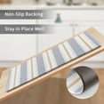thumbnail image 4 of Striped Kitchen Rugs Set of 2, Cushioned Anti-Fatigue Kitchen Mats for Floor, Boho Non-Slip Waterproof Kitchen Floor Mat Washable for Kitchen, Home, Office, Laundry, Khaki and Blue, 4 of 6
