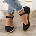 thumbnail image 4 of Dakaela Womens Espadrille Platform Wedge Sandals Ankle Buckle Strap Closed Toe Walking Slip on Shoes, 4 of 7