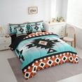 thumbnail image 3 of Manfei Vintage Aztec Twin Bedding Sets 7-Piece,Blue Geometric Pattern Bedding Comforter Set 7-Piece,Boho Theme Sheet Sets,Super Cozy Room Decor Reversible, 3 of 7
