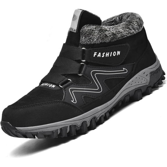 Mens Womens Suede Winter Warm Snow Boots Fur Lining Hook and Loop Thick Sole Outdoor Ankle Boots Mens Womens Winter Comfortable Cotton Shoes Non-slip Boots