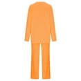 thumbnail image 5 of QUYUON 2 Piece Lounge Set Women Women's Two Piece Outfits Sweater Sets Winter Solid Long Sleeve V Neck Pullover Tops and Wide Leg Pants Sets A-Orange 3XL, 5 of 7