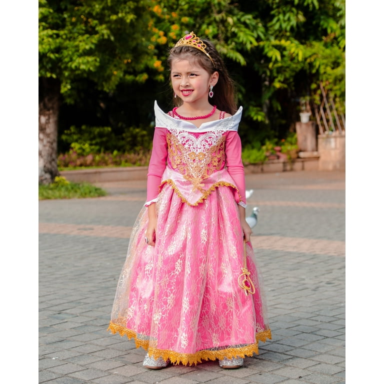 Jurebecia Girls Princess Dress up Aurora Fancy Dresses Birthday Party  Cosplay for Kids Evening Gown with Accessories