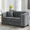 thumbnail image 2 of JERFIT Velvet Chesterfield Sofa for Living Room, 2-Seater Couch with Tufted Back and Nailhead Trim, Upholstered Loveseat for Apartment, Office (Grey), 2 of 8