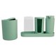 thumbnail image 1 of Kit de Baño para el Cuidado de la Piel, Colección Serene Set Completo de Plástico, 4 Piezas: Jabonera, Porta Algodón, Bandeja de Baño y Basurero con Caja de Regalo, Verde, 1 of 5