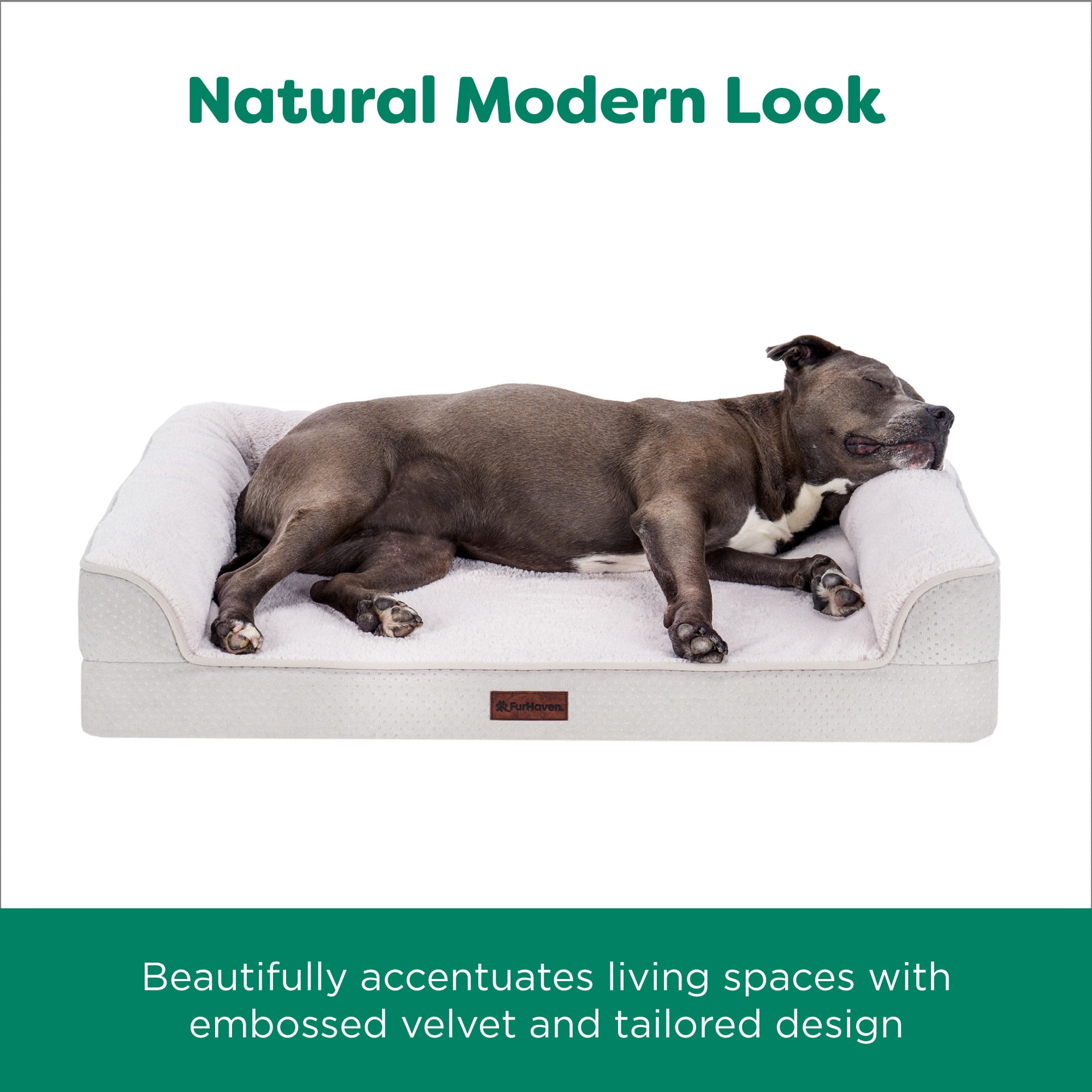 FurHaven Jumbo Plus (53"x40") Cooling Gel Dog Bed – Cool Gel Memory Foam Sofa Pet Bed, Embossed Velvet, Removable Washable Cover, Clay