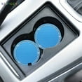 thumbnail image 5 of BadPiggies Pack of 2 Vehicle Bling Cup Holder Insert Coasters Anti Slip Universal 2.75" Silicone Crystal Rhinestone Coasters Car Interior Accessories (Blue), 5 of 10